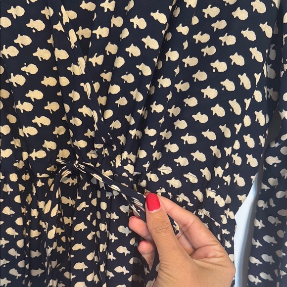 Christy Dawn Black and White Long Sleeve Wrap Tie Front Dress - Picture 3 of 6